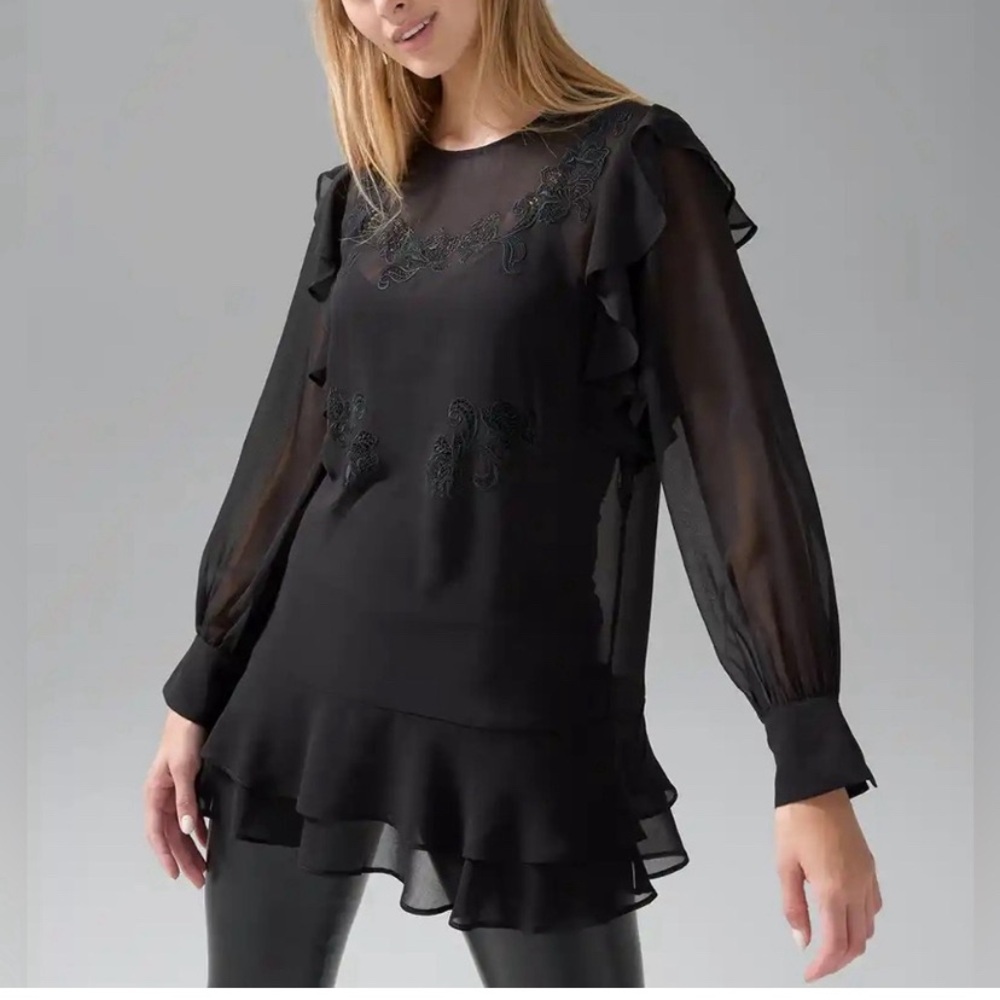 WHBM NWT Sheer Appliqué Tunic‎ Top